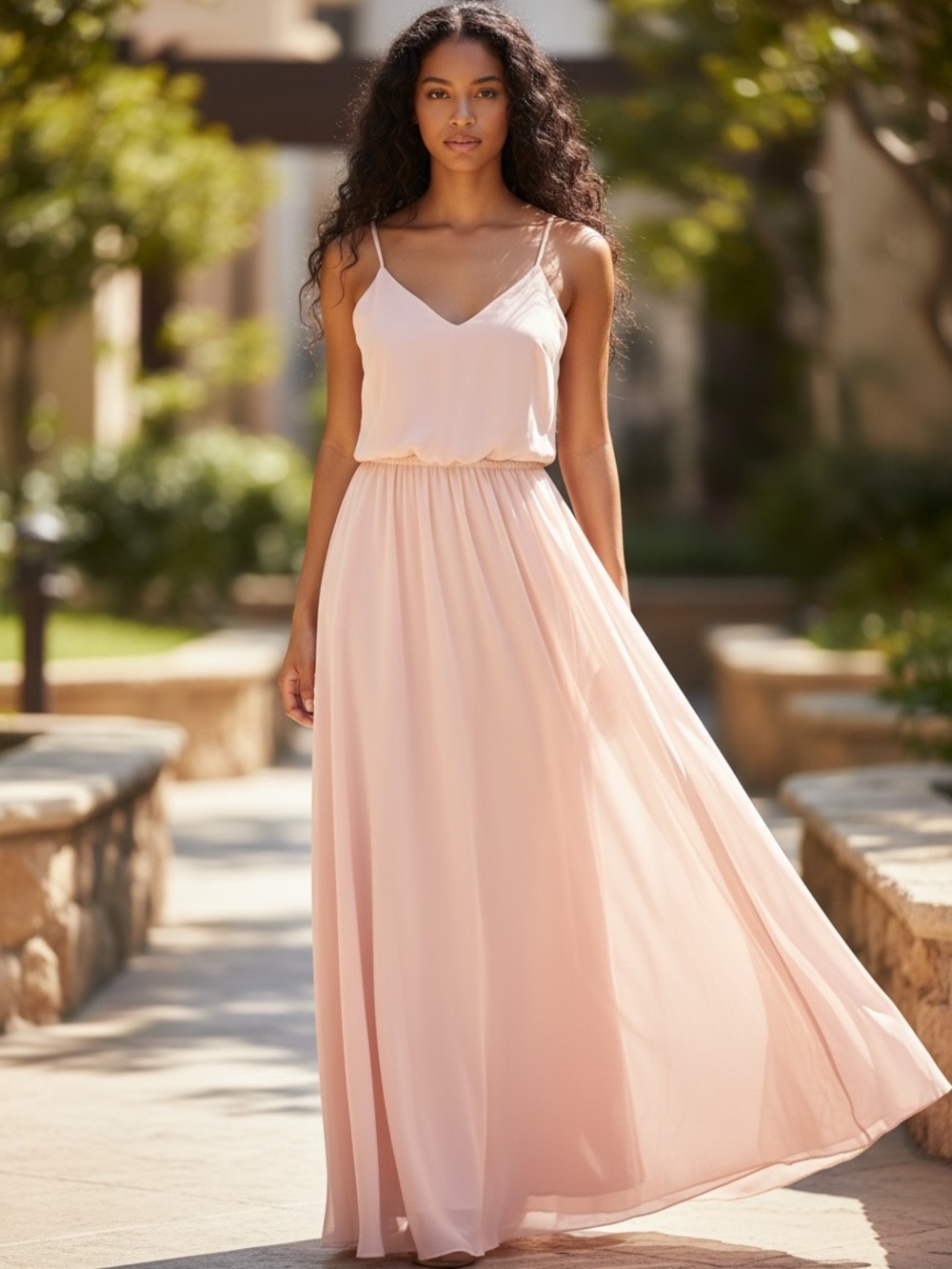 Jenny Yoo Blush Pink Spaghetti Strap Formal Dress